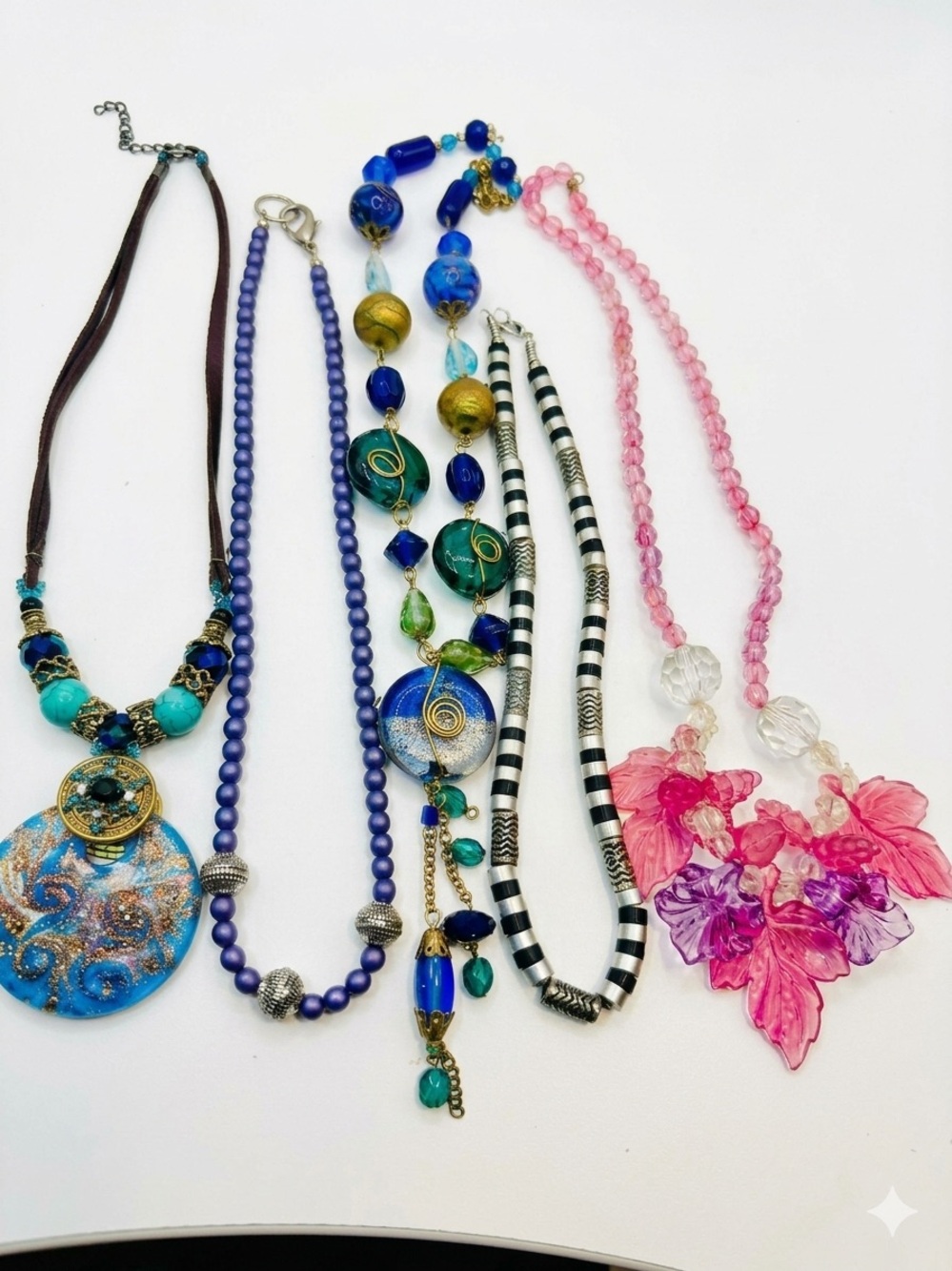 Vintage Glass and mix beads Colorful Multi-Piece Women necklaces lot
